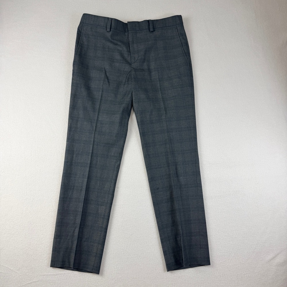 Tallia Boys Grey Plaid Dress Pants Size 16R Glen Check‎ Flat Front Slacks